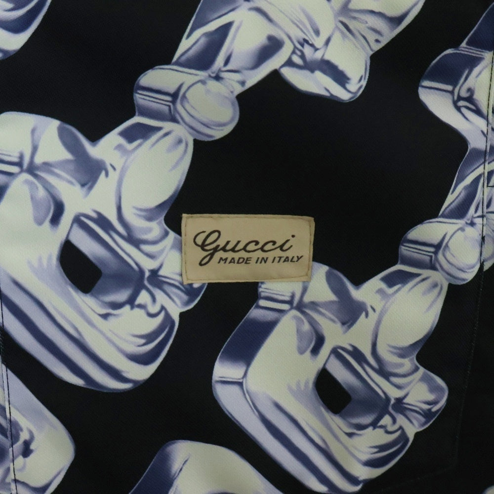 GUCCI(グッチ) 3d Glass Horsebit Print Padded Shirt 769897 3Dグラス ホースビット パデッド 半袖シャツジャケット ブルー