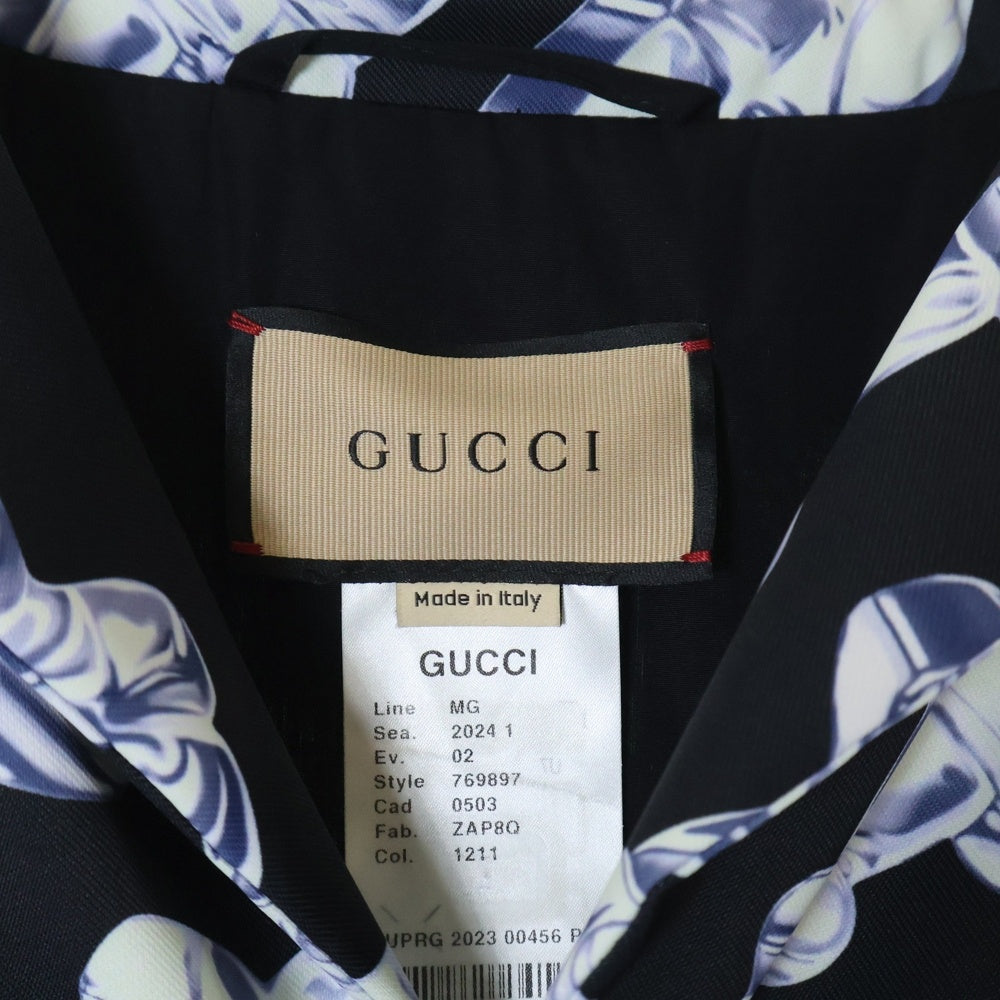GUCCI(グッチ) 3d Glass Horsebit Print Padded Shirt 769897 3Dグラス ホースビット パデッド 半袖シャツジャケット ブルー