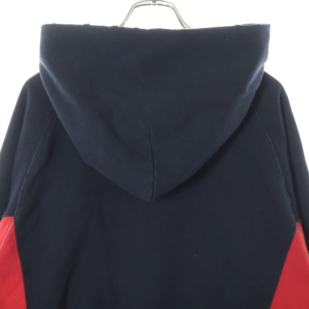 BALENCIAGA(バレンシアガ) ×adidas Hoodie Large Fit 715001 TNVA8 アディダス ロゴ刺繍 プルオーバーパーカー ダメージ加工フーディ ブラック