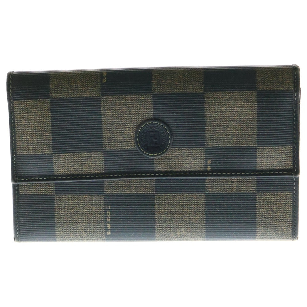 FENDI(フェンディ) ブロックチェック柄 レザー長財布