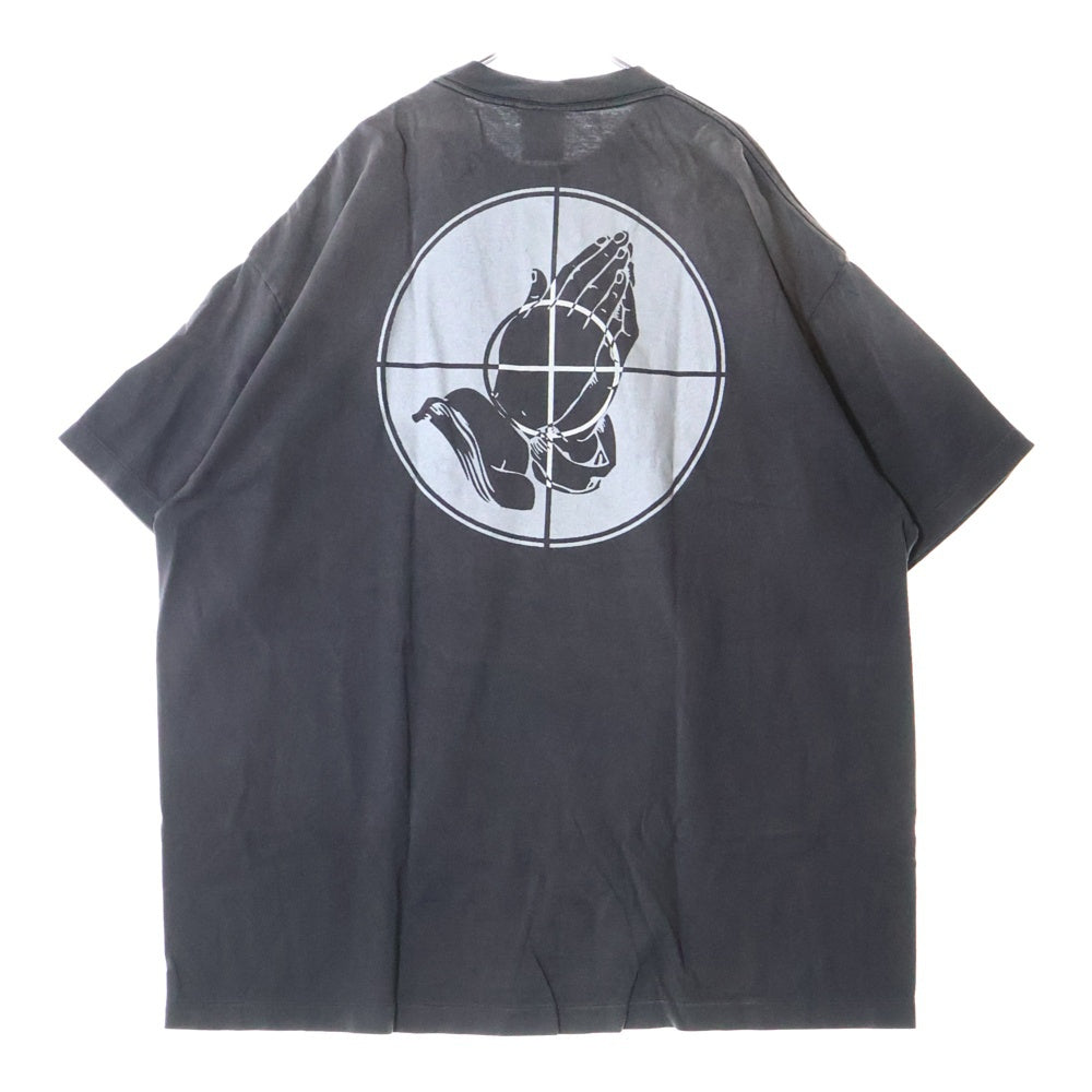 SAINT MICHAEL(セントマイケル) 25SS ×FEAR OF GOD SNT OF GOD FG_SS TEE VINTAGE加工 セントオブゴッド 両面プリント クルーネック 半袖Tシャツ カットソー ブラック SM-HR8-0000-C01