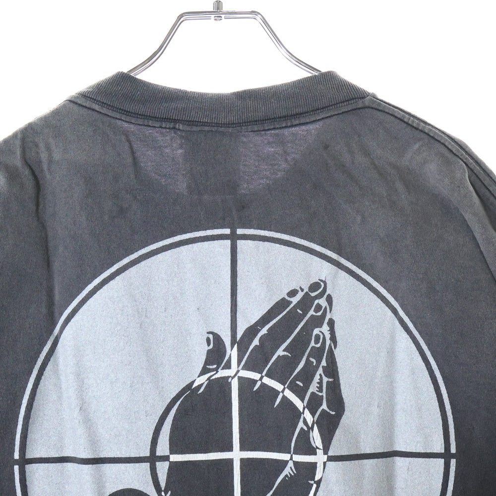 SAINT MICHAEL(セントマイケル) 25SS ×FEAR OF GOD SNT OF GOD FG_SS TEE VINTAGE加工 セントオブゴッド 両面プリント クルーネック 半袖Tシャツ カットソー ブラック SM-HR8-0000-C01