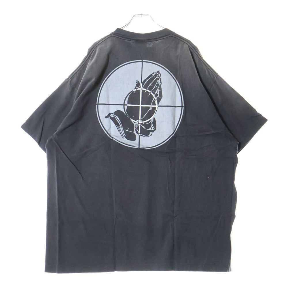 SAINT MICHAEL(セントマイケル) 25SS ×FEAR OF GOD SNT OF GOD FG_SS TEE VINTAGE加工 セントオブゴッド 両面プリント クルーネック 半袖Tシャツ カットソー ブラック SM-HR8-0000-C01
