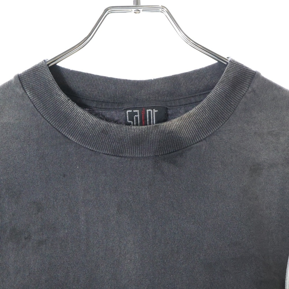 SAINT MICHAEL(セントマイケル) 25SS ×FEAR OF GOD SNT OF GOD FG_SS TEE VINTAGE加工 セントオブゴッド 両面プリント クルーネック 半袖Tシャツ カットソー ブラック SM-HR8-0000-C01