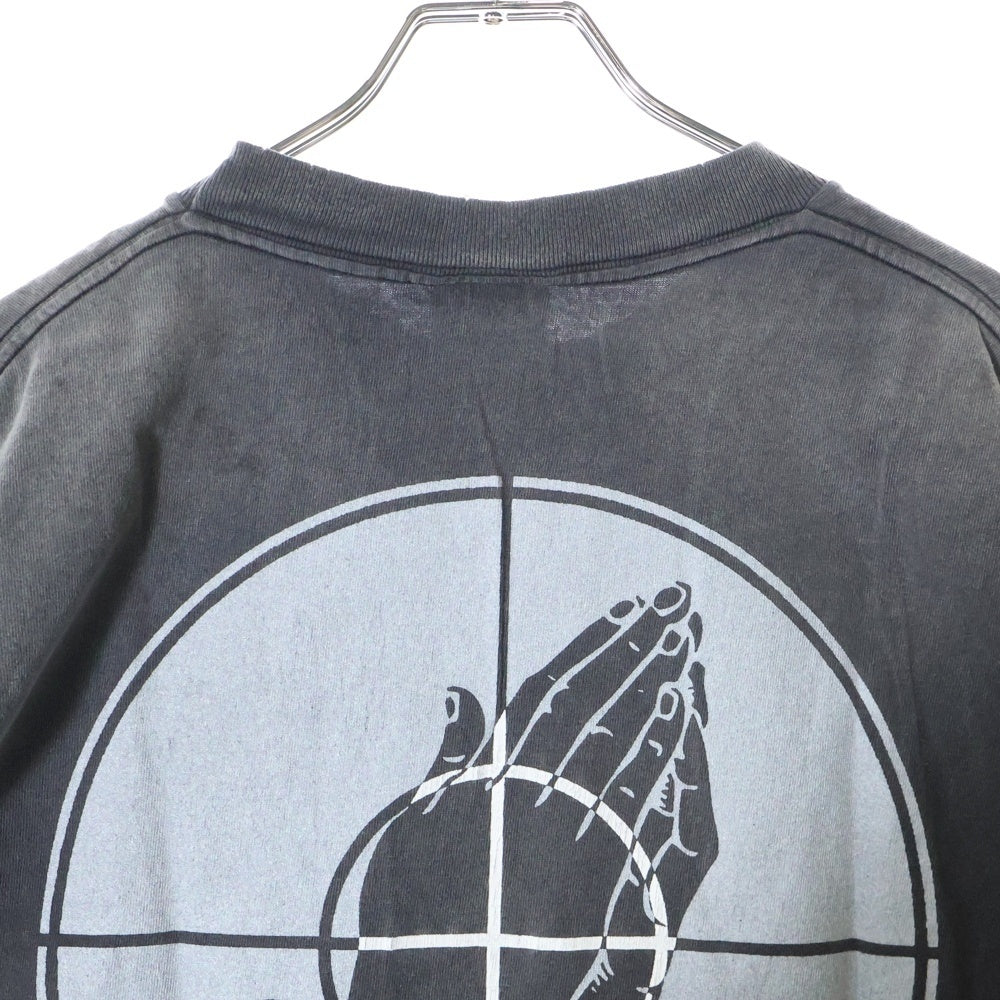 SAINT MICHAEL(セントマイケル) 25SS ×FEAR OF GOD SNT OF GOD FG_SS TEE VINTAGE加工 セントオブゴッド 両面プリント クルーネック 半袖Tシャツ カットソー ブラック SM-HR8-0000-C01