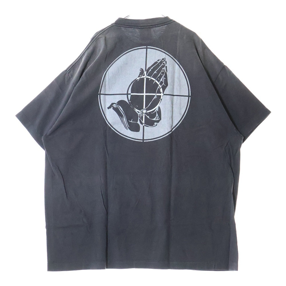 SAINT MICHAEL(セントマイケル) 25SS ×FEAR OF GOD SNT OF GOD FG_SS TEE VINTAGE加工 セントオブゴッド 両面プリント クルーネック 半袖Tシャツ カットソー ブラック SM-HR8-0000-C01
