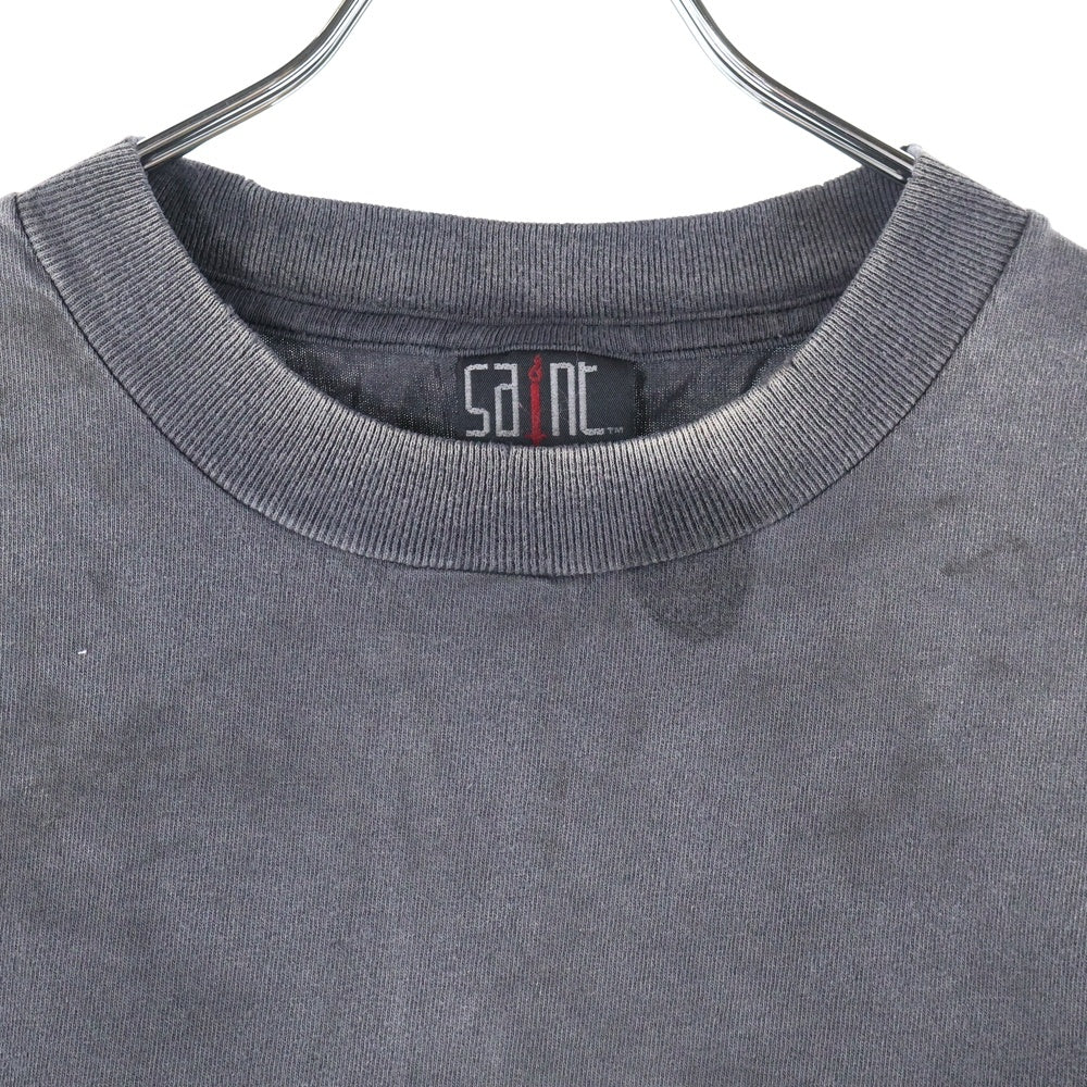 SAINT MICHAEL(セントマイケル) 25SS ×FEAR OF GOD SNT OF GOD FG_SS TEE VINTAGE加工 セントオブゴッド 両面プリント クルーネック 半袖Tシャツ カットソー ブラック SM-HR8-0000-C01