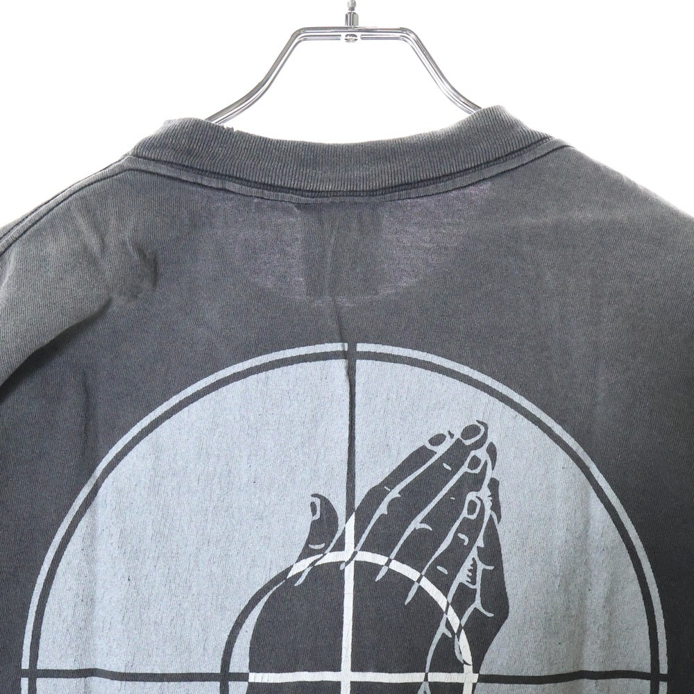 SAINT MICHAEL(セントマイケル) 25SS ×FEAR OF GOD SNT OF GOD FG_SS TEE VINTAGE加工 セントオブゴッド 両面プリント クルーネック 半袖Tシャツ カットソー ブラック SM-HR8-0000-C01