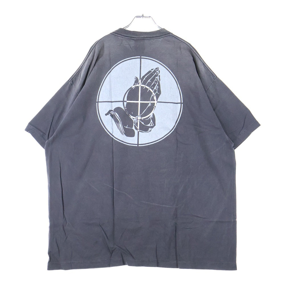 SAINT MICHAEL(セントマイケル) 25SS ×FEAR OF GOD SNT OF GOD FG_SS TEE VINTAGE加工 セントオブゴッド 両面プリント クルーネック 半袖Tシャツ カットソー ブラック SM-HR8-0000-C01