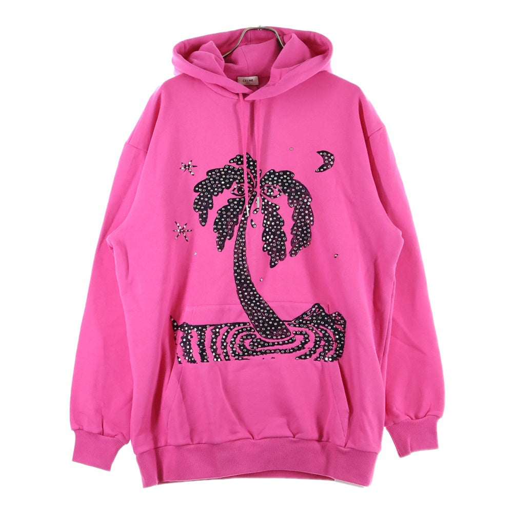 CELINE(セリーヌ) Palm Tree Stud Hoodie Y795670Q パームツリースタッズパーカー プルオーバーフーディ ピンク