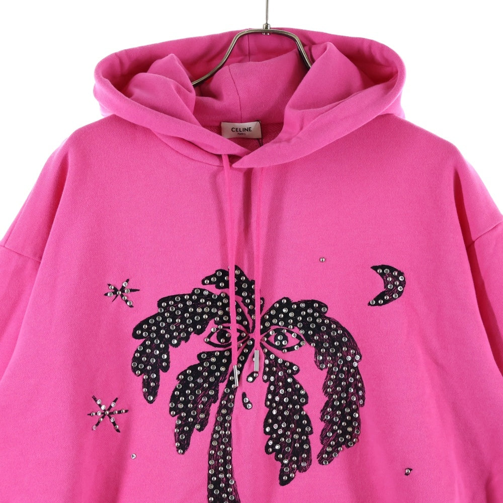 CELINE(セリーヌ) Palm Tree Stud Hoodie Y795670Q パームツリースタッズパーカー プルオーバーフーディ ピンク