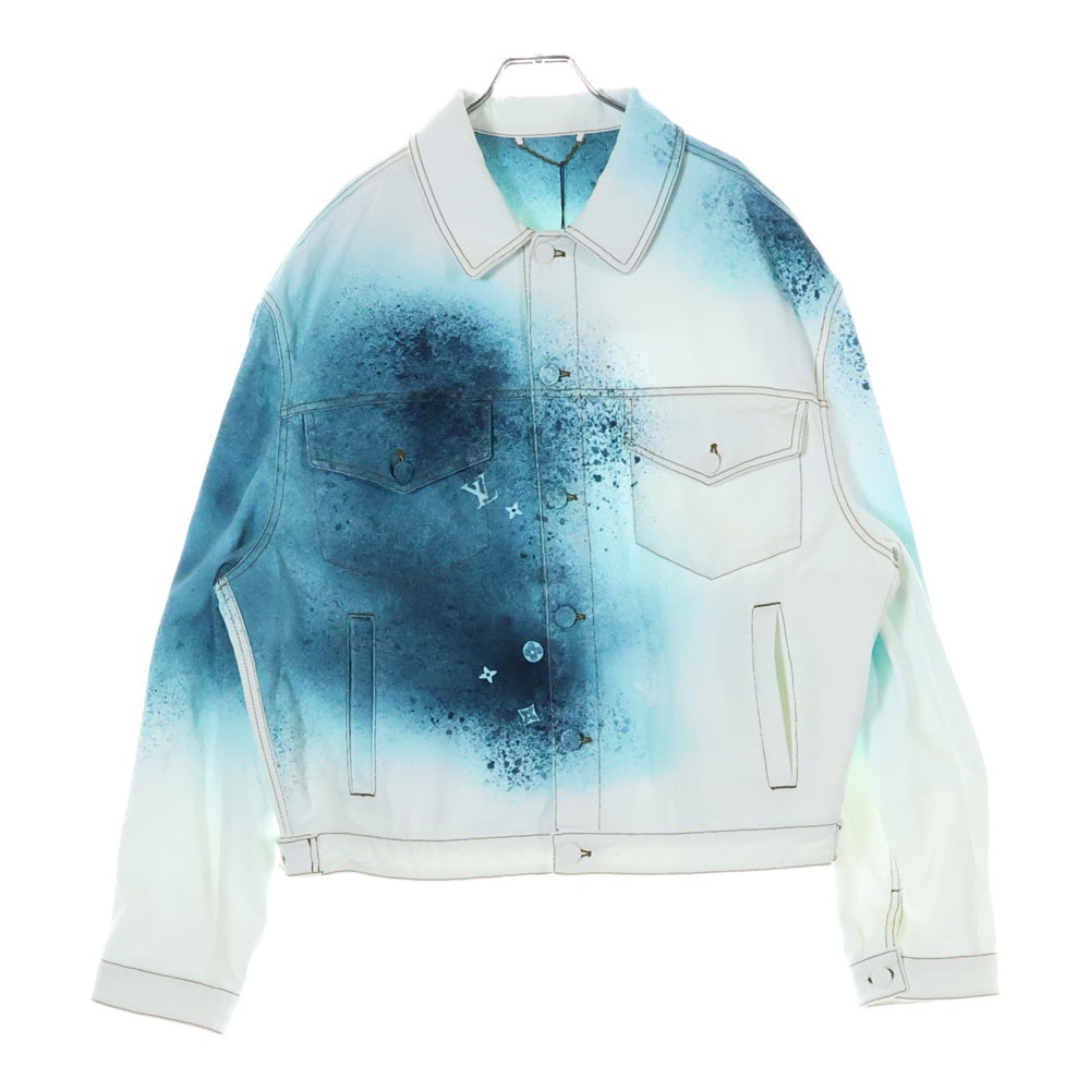 LOUIS VUITTON(ルイヴィトン) 23SS スプレーモノグラムデニムトラッカージャケット RM231M U14 HOA10W ホワイト/ブルー