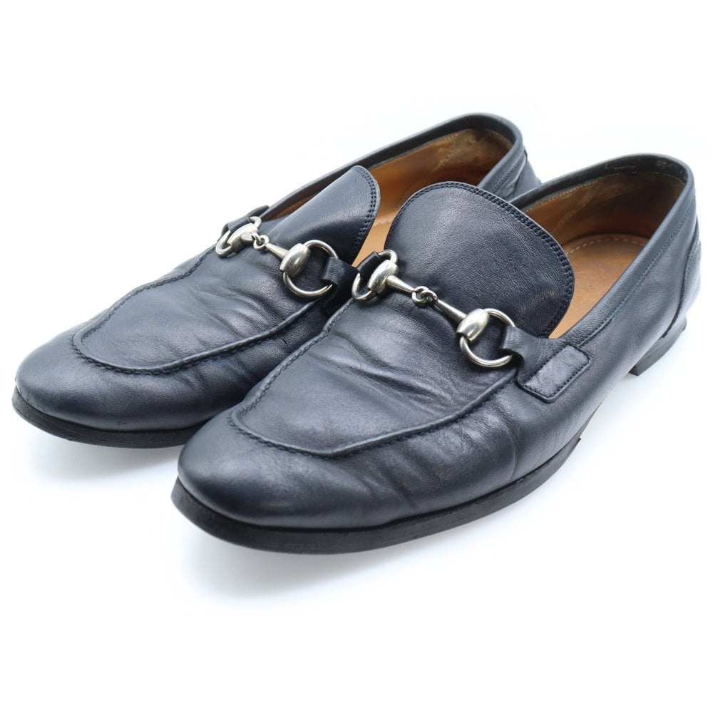 GUCCI(グッチ) ローファー シグネチャー ホースビット シルバー 金具 レザーソール ローカットレザーシューズ ブラック