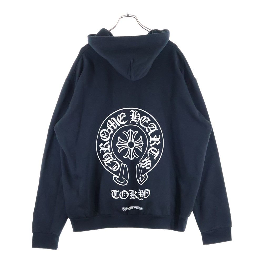 CHROME HEARTS(クロムハーツ) SWTSHRT PLVR 東京限定ホースシューバックプリント プルオーバーパーカー ブラック/ホワイト