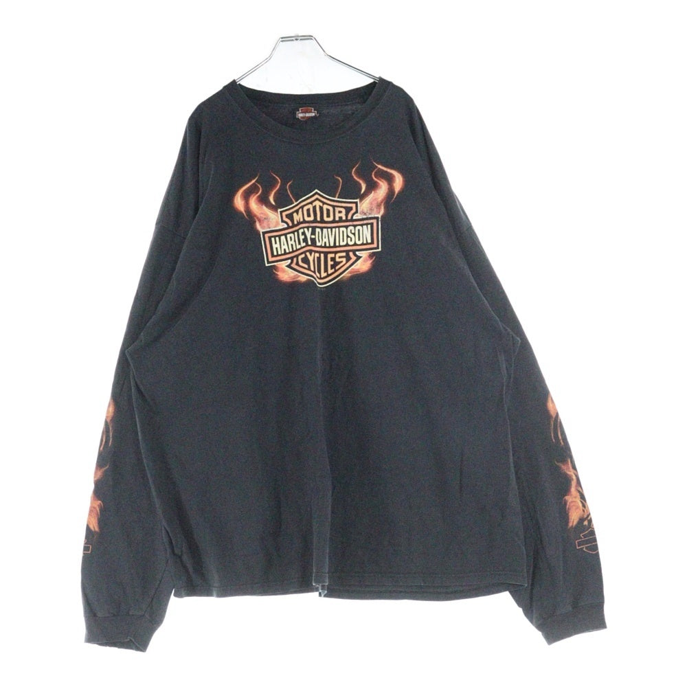 HARLEY DAVIDSON(ハーレーダビッドソン) 11s FLAMES L/S TEE ハーレーダビッドソン フレイムス 長袖ファイヤー クルーネックTシャツ ブラック