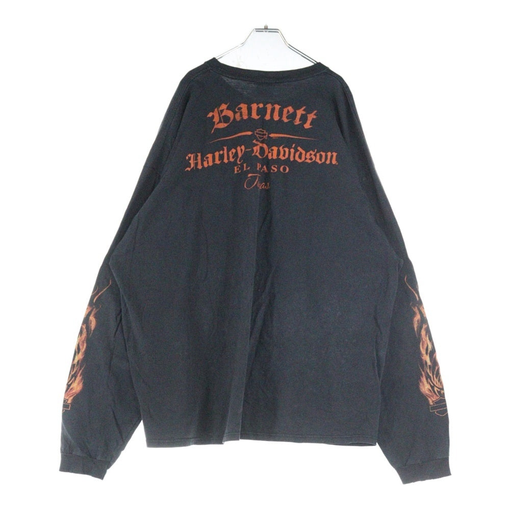 HARLEY DAVIDSON(ハーレーダビッドソン) 11s FLAMES L/S TEE ハーレーダビッドソン フレイムス 長袖ファイヤー クルーネックTシャツ ブラック