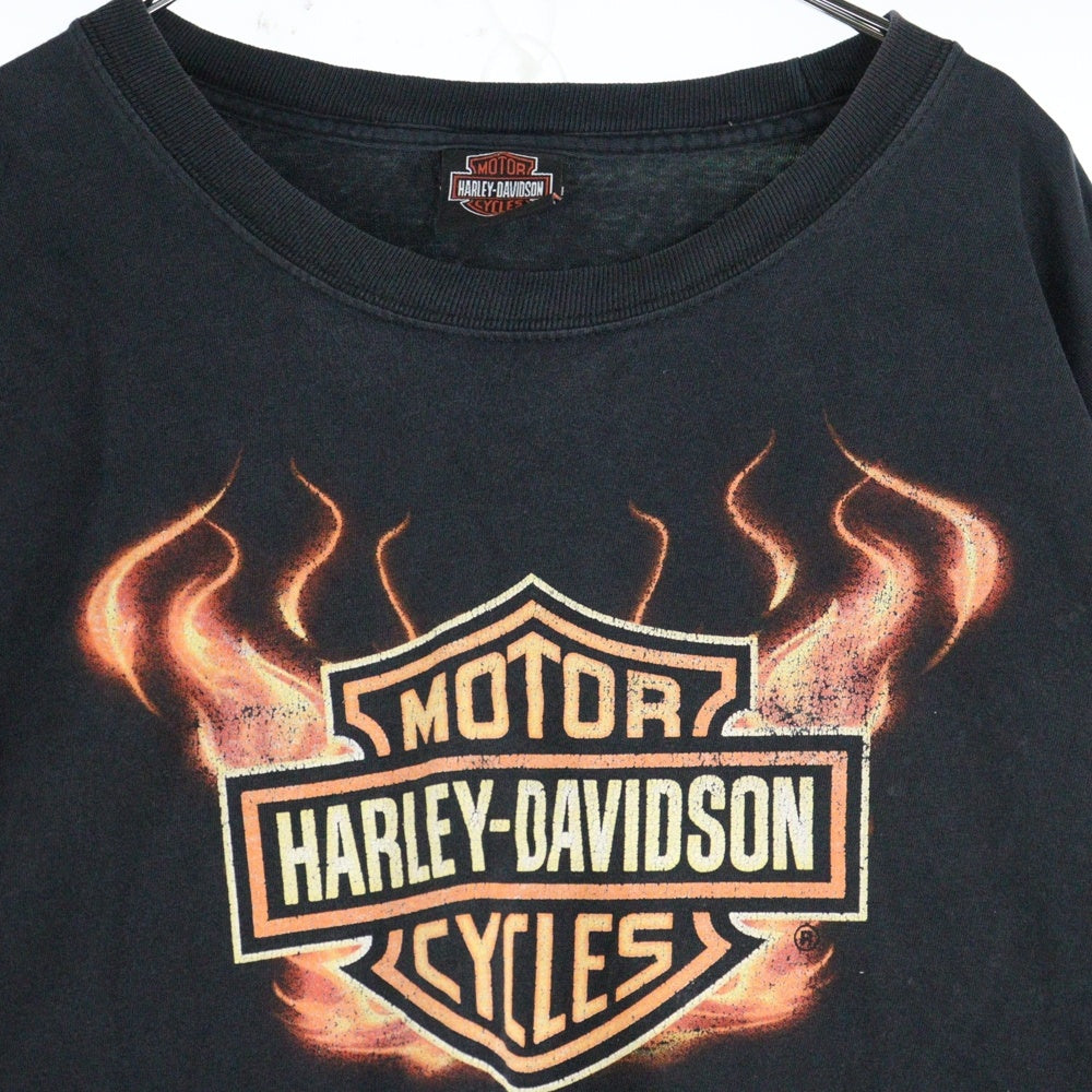HARLEY DAVIDSON(ハーレーダビッドソン) 11s FLAMES L/S TEE ハーレーダビッドソン フレイムス 長袖ファイヤー クルーネックTシャツ ブラック