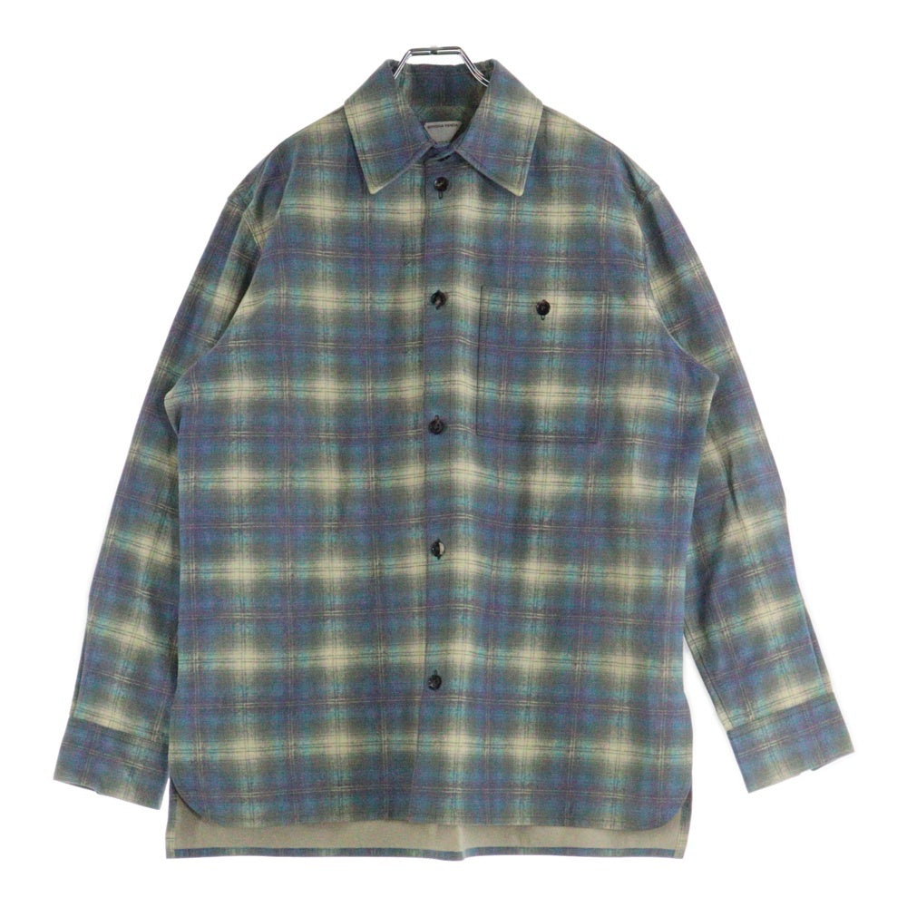 BOTTEGA VENETA(ボッテガヴェネタ) 23SS Printed Leather Check Flannel Shirt プリンテッド レザーチェックフランネル長袖シャツ マルチ 736013 V2QG0