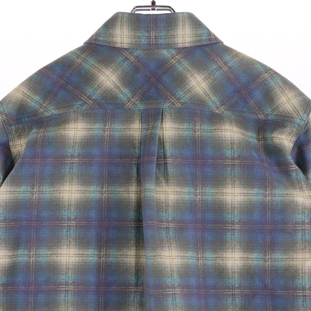 BOTTEGA VENETA(ボッテガヴェネタ) 23SS Printed Leather Check Flannel Shirt プリンテッド レザーチェックフランネル長袖シャツ マルチ 736013 V2QG0