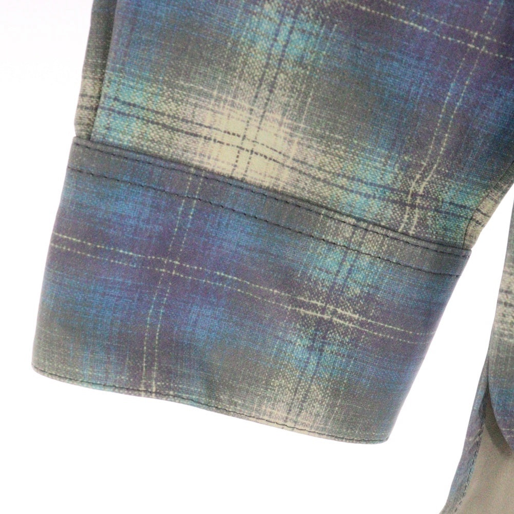 BOTTEGA VENETA(ボッテガヴェネタ) 23SS Printed Leather Check Flannel Shirt プリンテッド レザーチェックフランネル長袖シャツ マルチ 736013 V2QG0