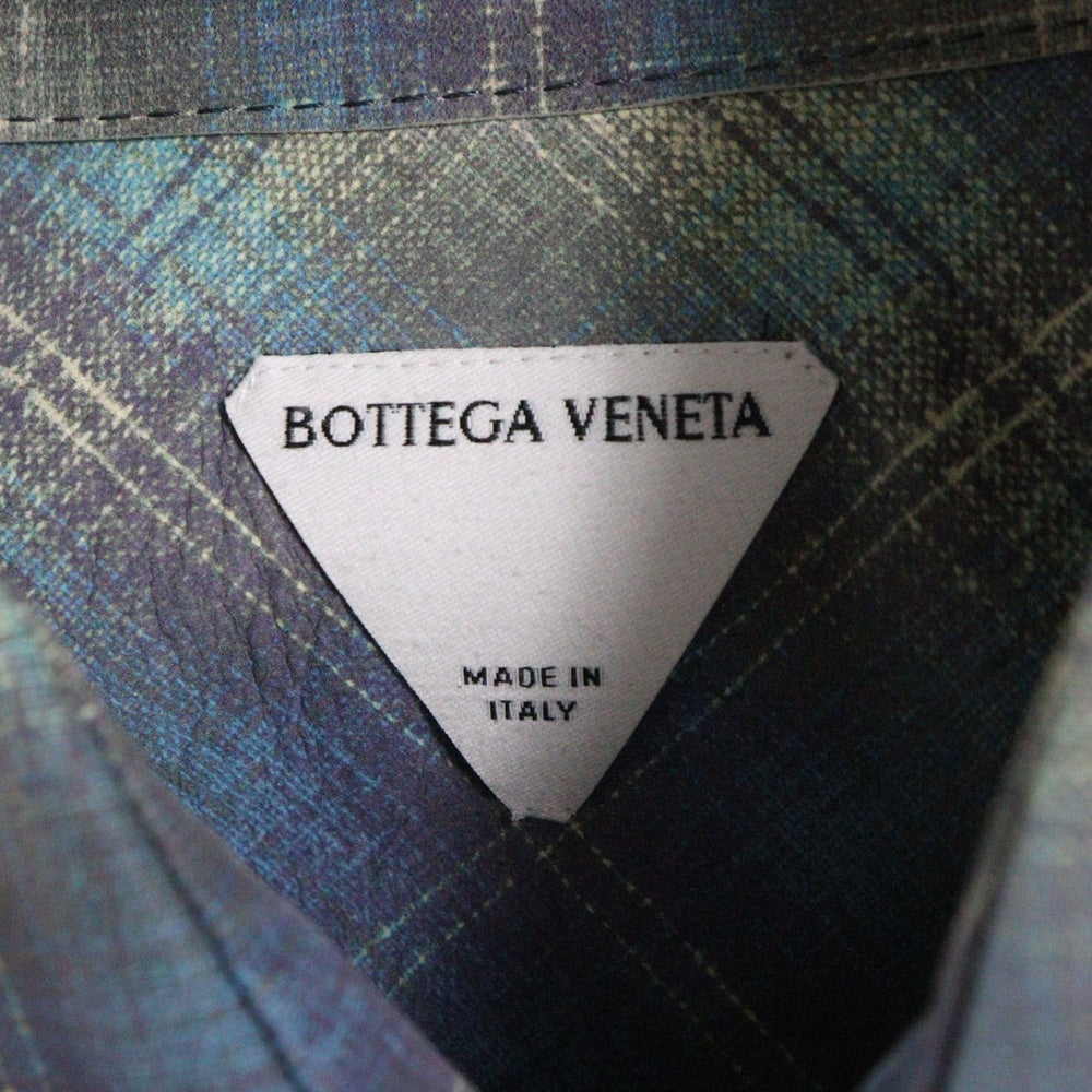 BOTTEGA VENETA(ボッテガヴェネタ) 23SS Printed Leather Check Flannel Shirt プリンテッド レザーチェックフランネル長袖シャツ マルチ 736013 V2QG0