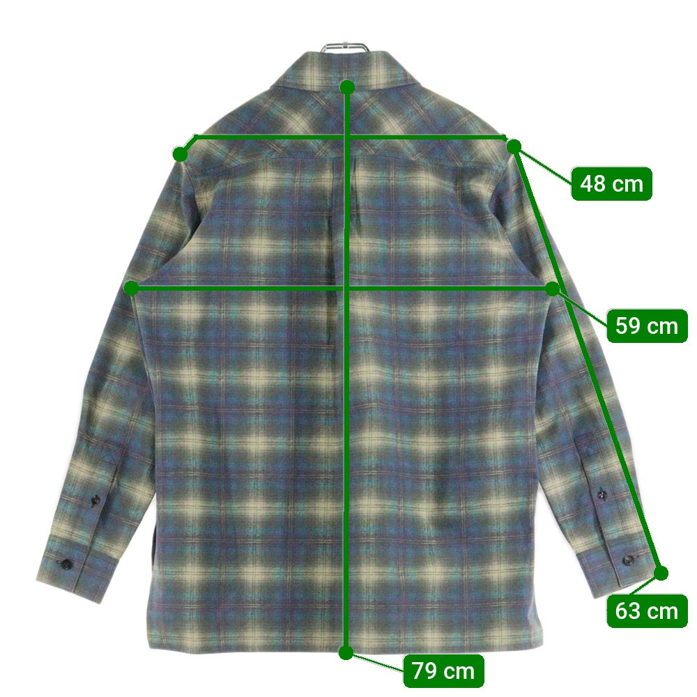 BOTTEGA VENETA(ボッテガヴェネタ) 23SS Printed Leather Check Flannel Shirt プリンテッド レザーチェックフランネル長袖シャツ マルチ 736013 V2QG0