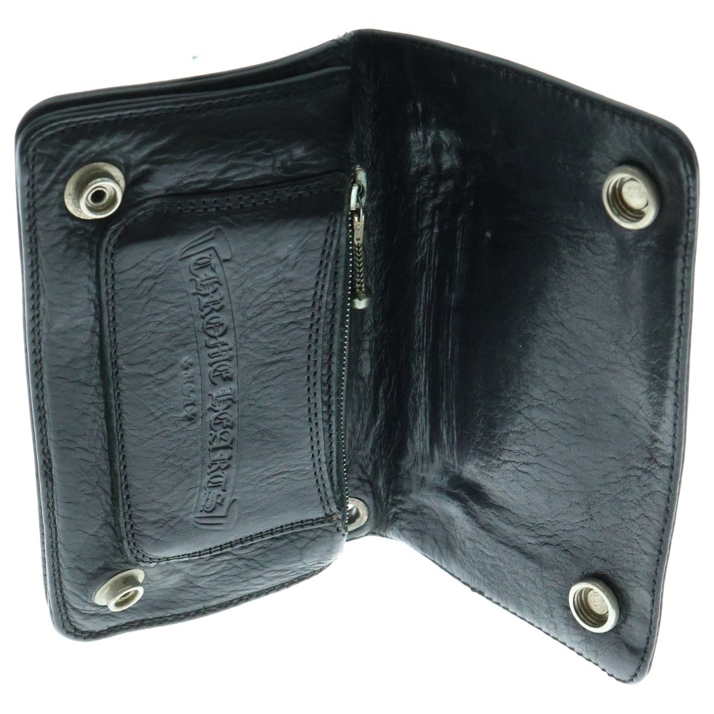 CHROME HEARTS(クロムハーツ) 1ZIP 1ジップハートボタンレザーウォレット財布 ブラック