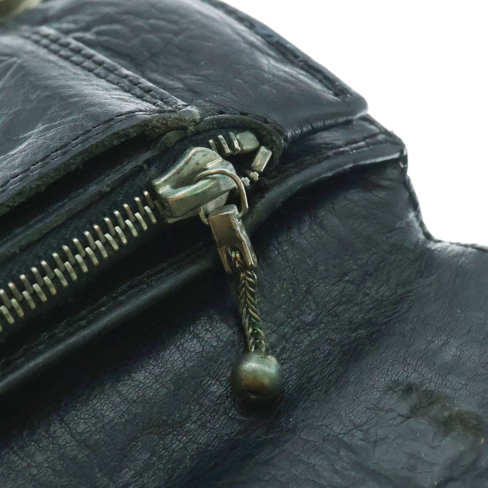 CHROME HEARTS(クロムハーツ) 1ZIP 1ジップハートボタンレザーウォレット財布 ブラック