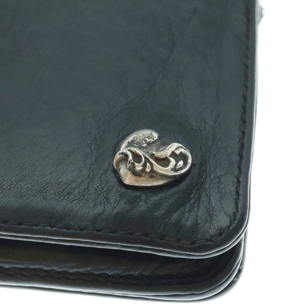 CHROME HEARTS(クロムハーツ) 1ZIP 1ジップハートボタンレザーウォレット財布 ブラック