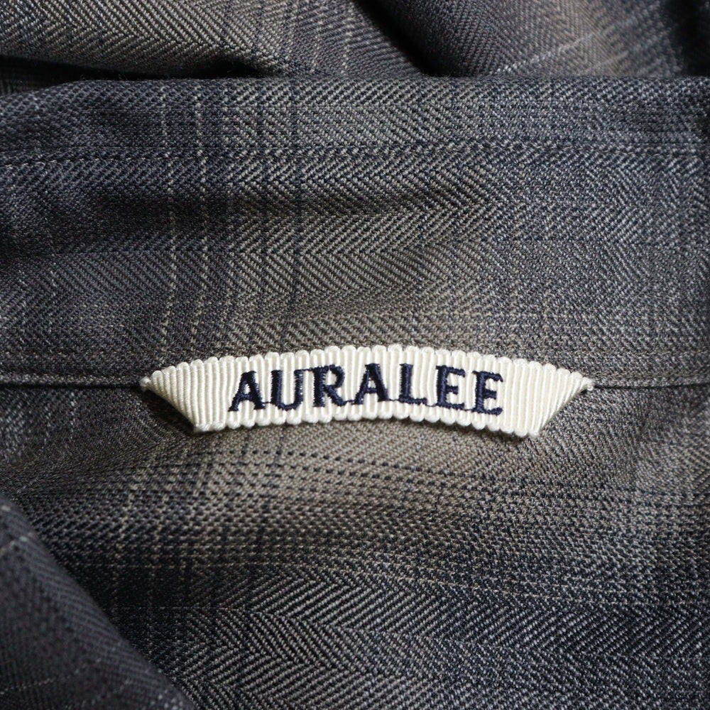 AURALEE(オーラリー) SUPER LIGHT WOOL CHECK SHIRT BEIGE BLUE CHECK スーパーライトウール チェック長袖シャツ A24AS01LC ブルーグレー