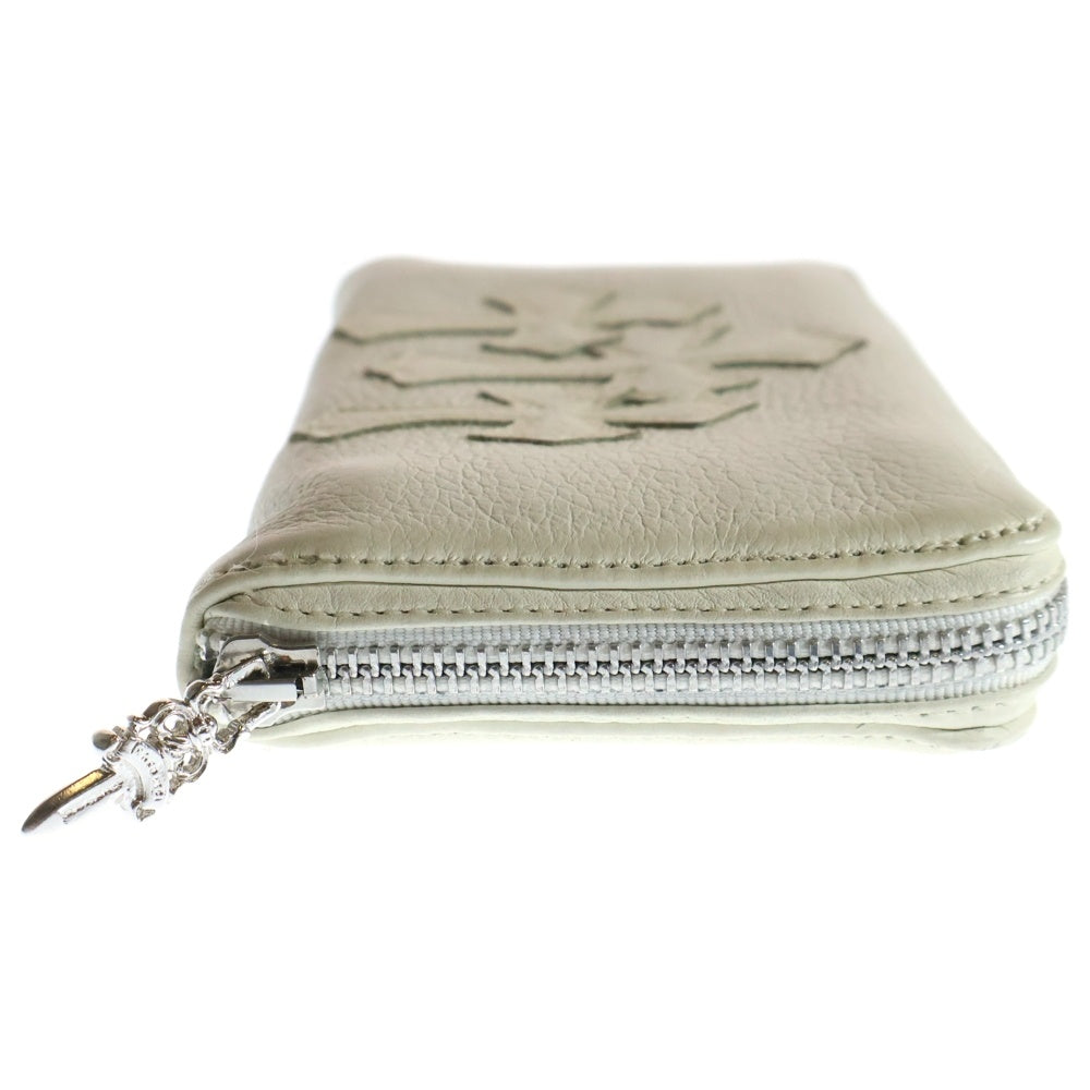 CHROME HEARTS(クロムハーツ) REC F ZIP 3セメタリー クロスパッチ ラウンドファスナーウォレット 長財布 ホワイト BCA368