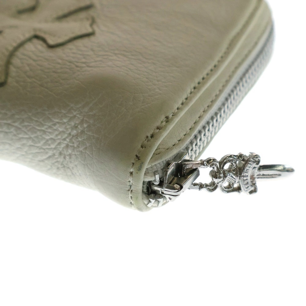 CHROME HEARTS(クロムハーツ) REC F ZIP 3セメタリー クロスパッチ ラウンドファスナーウォレット 長財布 ホワイト BCA368