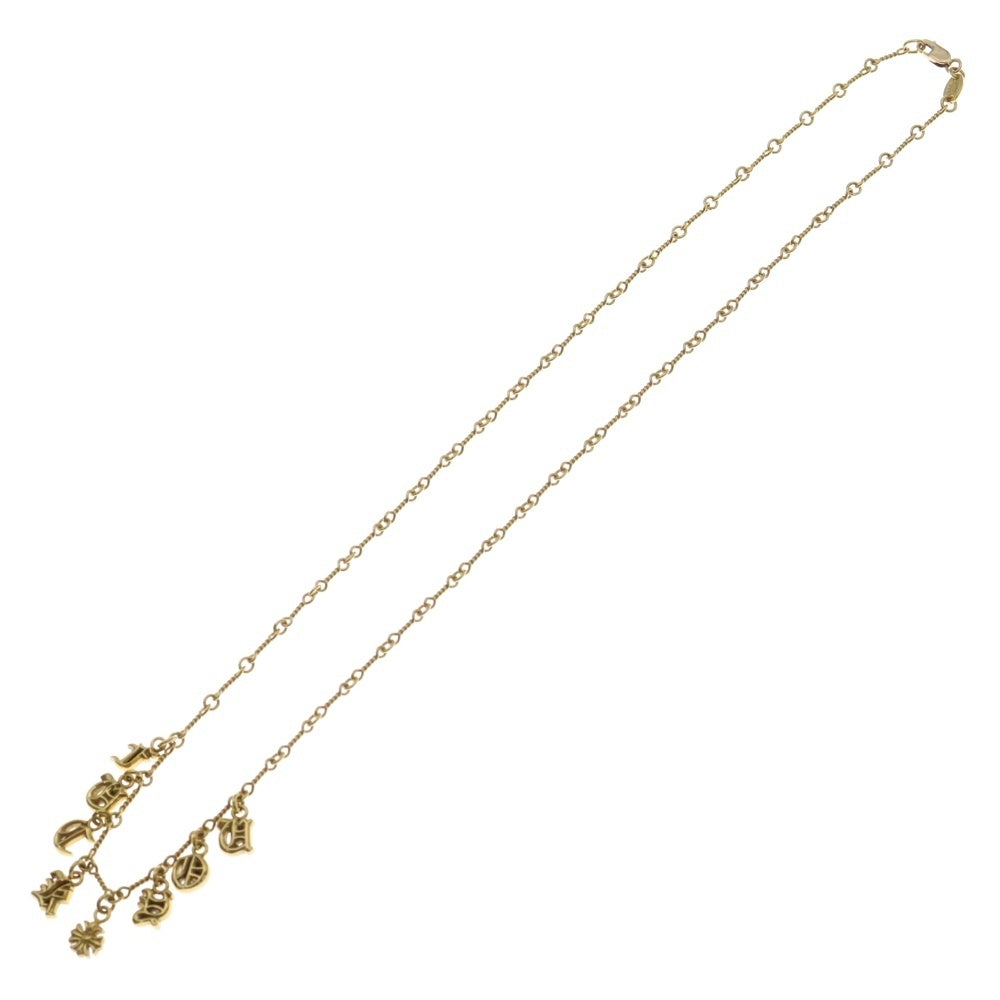 CHROME HEARTS(クロムハーツ) 22K NECKCHAIN T18 ツイストチェーン18inch アルファベットチャームゴールドネックレス