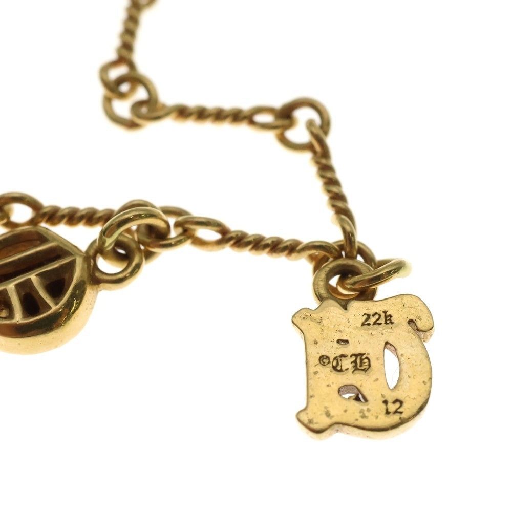 CHROME HEARTS(クロムハーツ) 22K NECKCHAIN T18 ツイストチェーン18inch アルファベットチャームゴールドネックレス