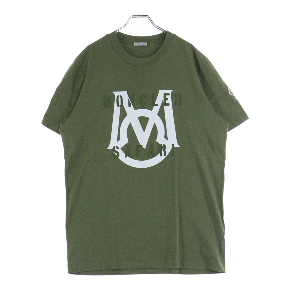 MONCLER(モンクレール) 22AW SAFARI TEE サファリ フロントロゴプリントTシャツ 半袖クルーネックカットソー カーキ I10918C00051