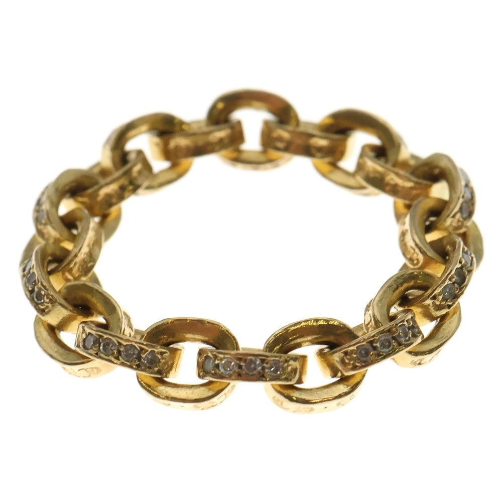 CHROME HEARTS(クロムハーツ) 22K PAPER CHAIN RING PAVE DAIA ペーパーチェーン ゴールドリング
