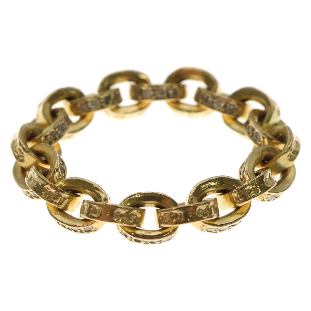 CHROME HEARTS(クロムハーツ) 22K PAPER CHAIN RING PAVE DAIA ペーパーチェーン ゴールドリング