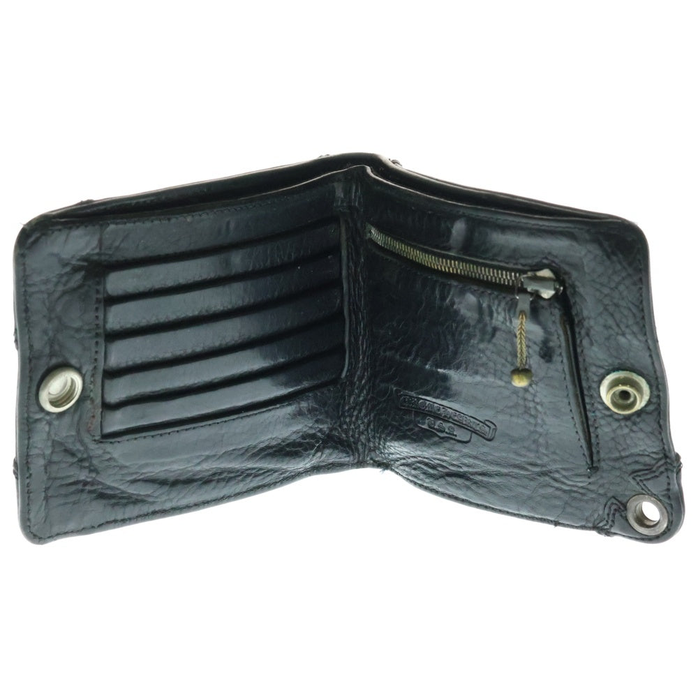 CHROME HEARTS(クロムハーツ) 1SNAP 1スナップ クロス ボールボタン クロスパッチレザーウォレット 財布 ブラック