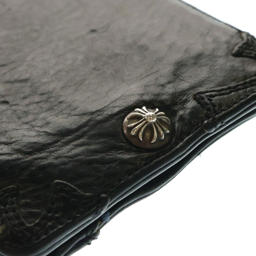 CHROME HEARTS(クロムハーツ) 1SNAP 1スナップ クロス ボールボタン クロスパッチレザーウォレット 財布 ブラック