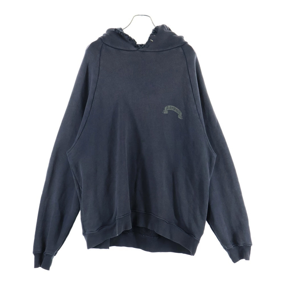 ASKYURSELF(アスクユアセルフ) Sweaters Banned Repaired Hoodie カットオフ加工 ロゴプルオーバーパーカー ダークグレー