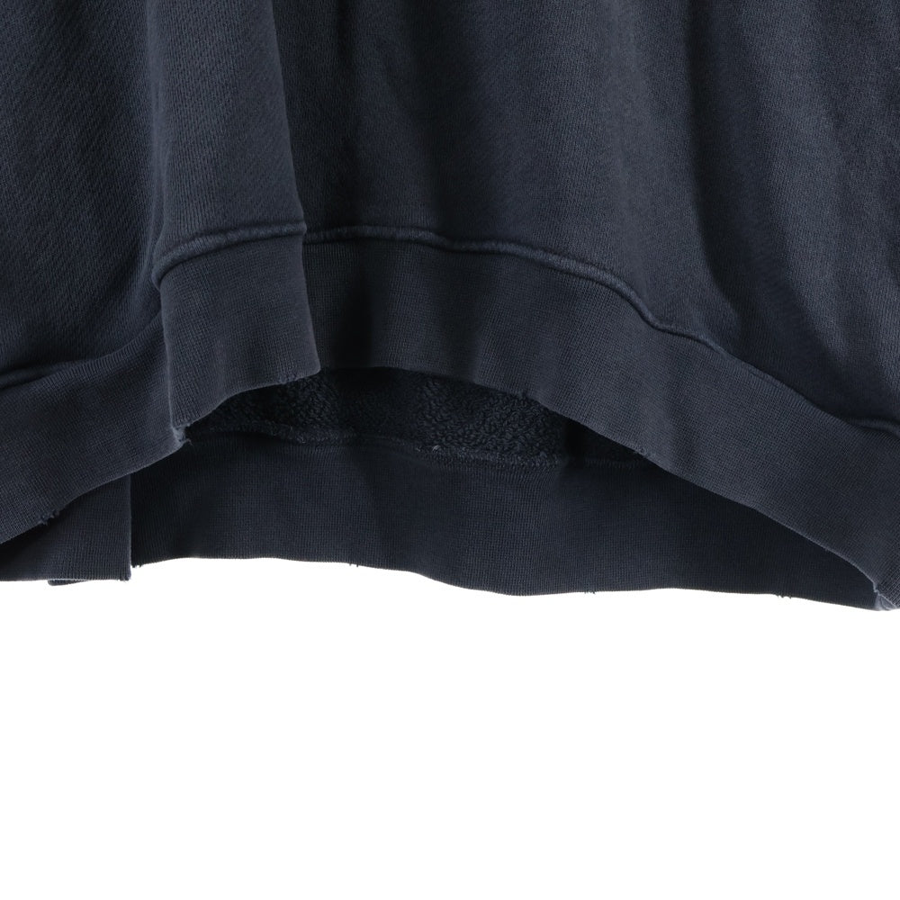 ASKYURSELF(アスクユアセルフ) Sweaters Banned Repaired Hoodie カットオフ加工 ロゴプルオーバーパーカー ダークグレー
