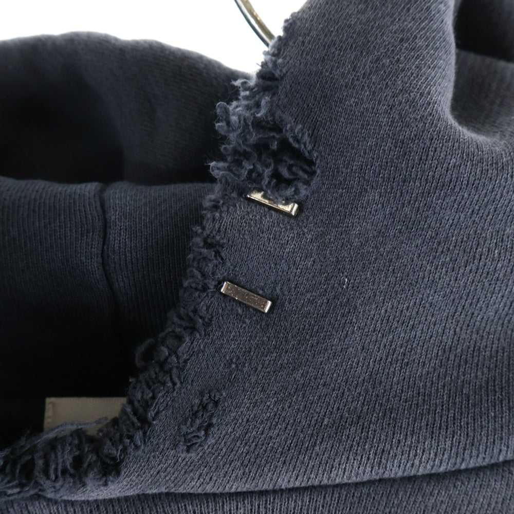 ASKYURSELF(アスクユアセルフ) Sweaters Banned Repaired Hoodie カットオフ加工 ロゴプルオーバーパーカー ダークグレー
