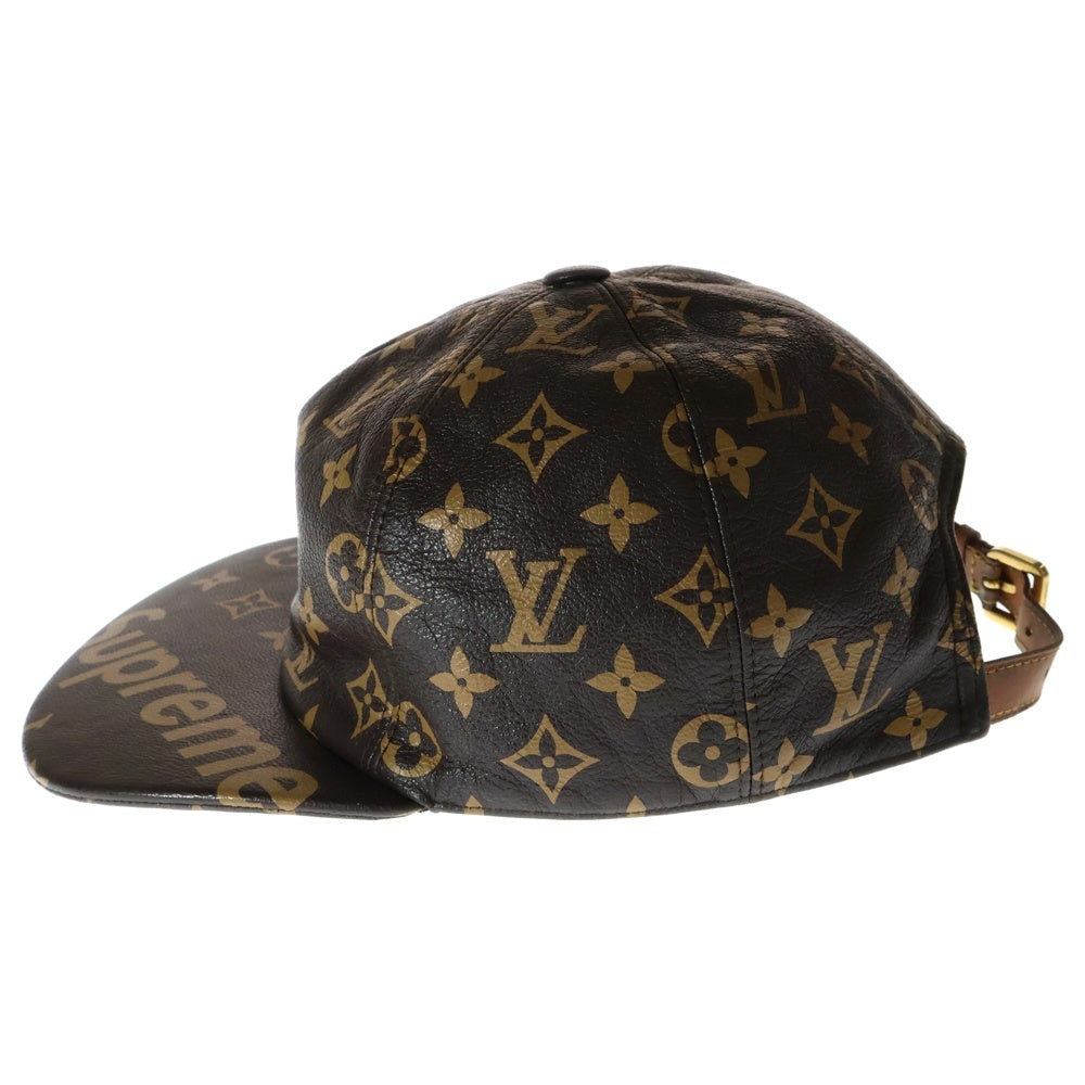 SUPREME(シュプリーム) 17AW× Louis Vuitton LV 5-Panel Hat ルイヴィトン LV5パネルキャップ 総柄ロゴ モノグラム 帽子 レザーストラップバックキャップ ブラウン MP1879
