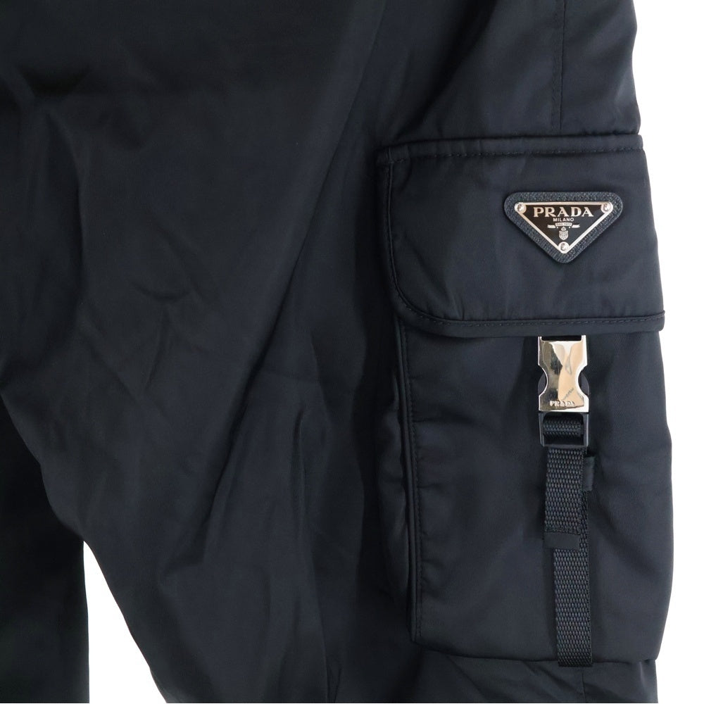 PRADA(プラダ) 21SS RE-NYLON トライアングルロゴプレート ナイロンカーゴロングパンツ ブラック SPH130 S211 1WQ8 三角ロゴ