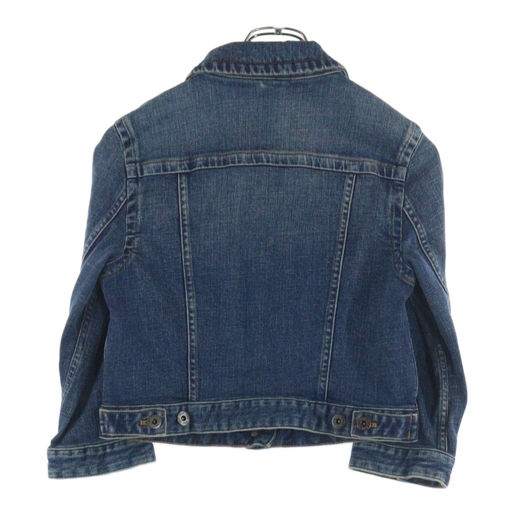 miumiu(ミュウミュウ) Cropped Stretch Denim Jacket ウォッシュドデニム加工 ロゴ刺繍 レディースジャケット ブルー GWB224