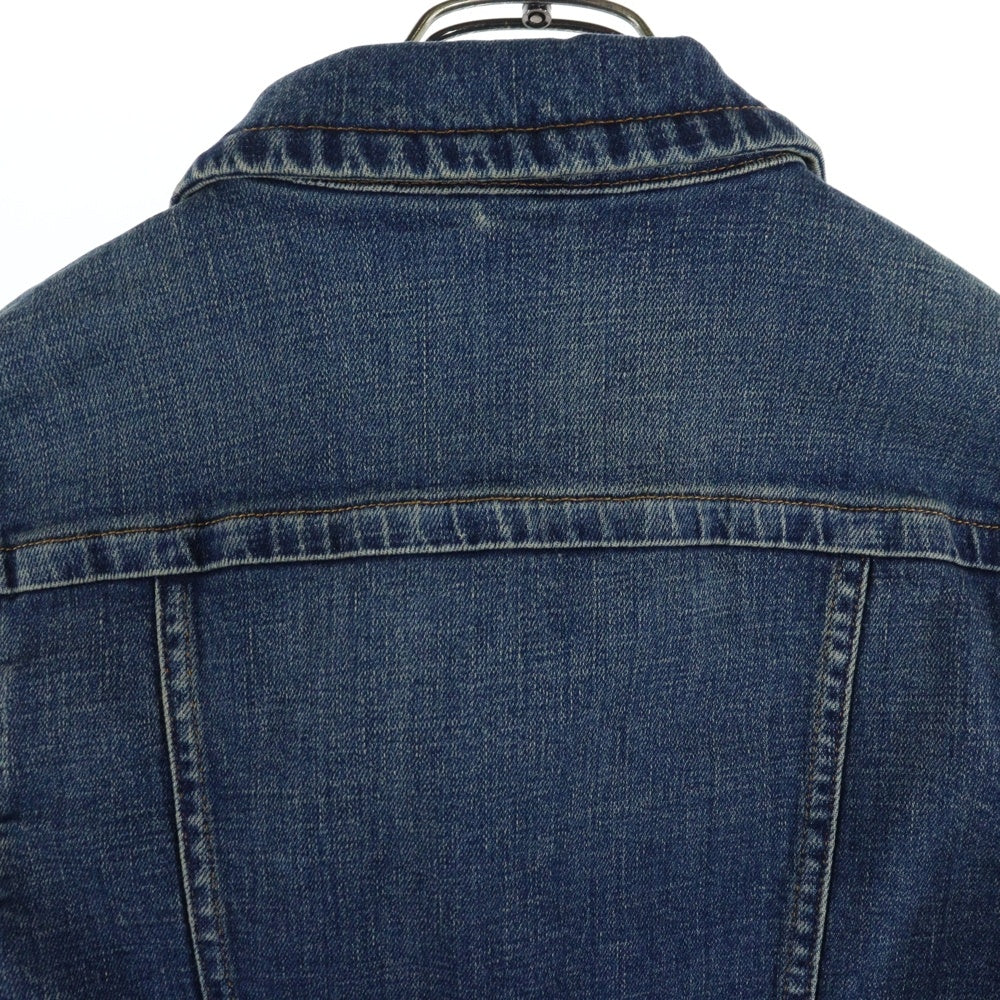 miumiu(ミュウミュウ) Cropped Stretch Denim Jacket ウォッシュドデニム加工 ロゴ刺繍 レディースジャケット ブルー GWB224