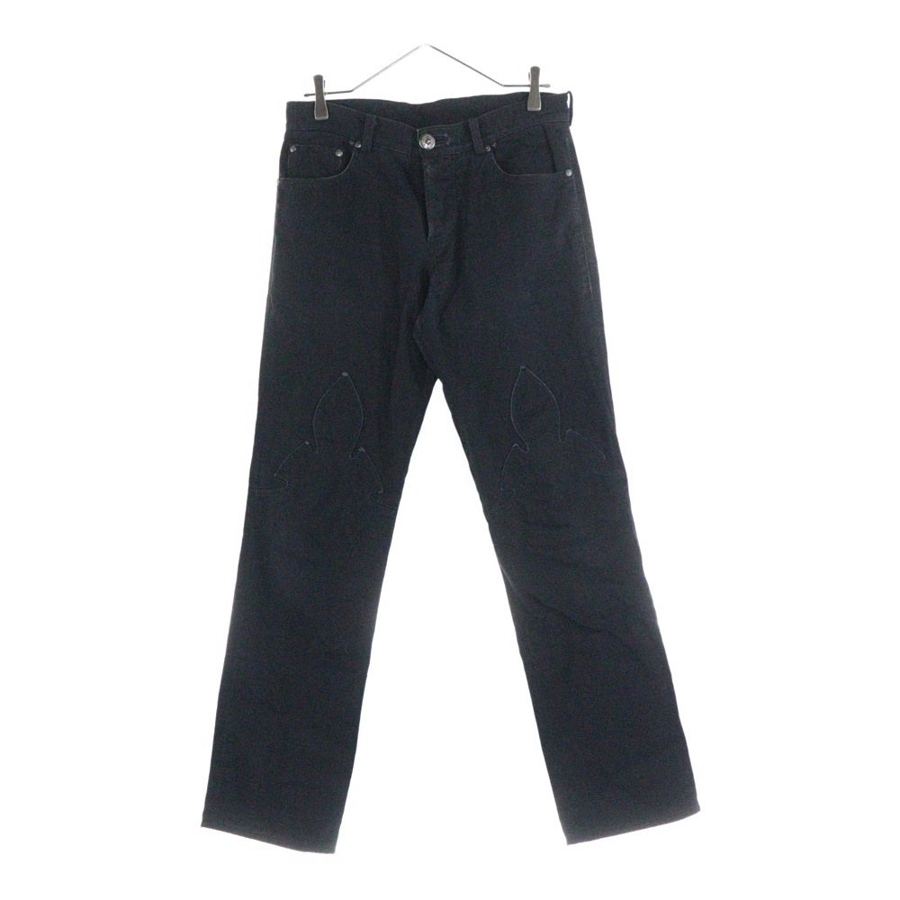 CHROME HEARTS(クロムハーツ) DNM PANTS CRS BTN 裾ジップフレアニーステッチデニムパンツ ブラック/シルバー