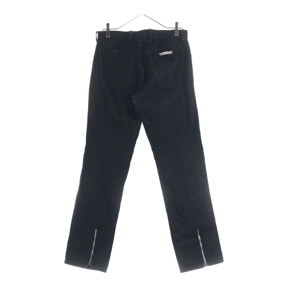 CHROME HEARTS(クロムハーツ) DNM PANTS CRS BTN 裾ジップフレアニーステッチデニムパンツ ブラック/シルバー