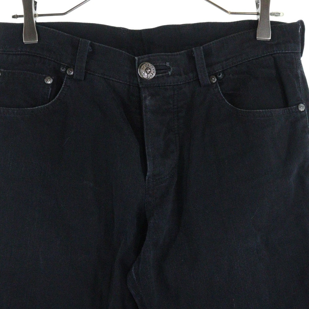 CHROME HEARTS(クロムハーツ) DNM PANTS CRS BTN 裾ジップフレアニーステッチデニムパンツ ブラック/シルバー