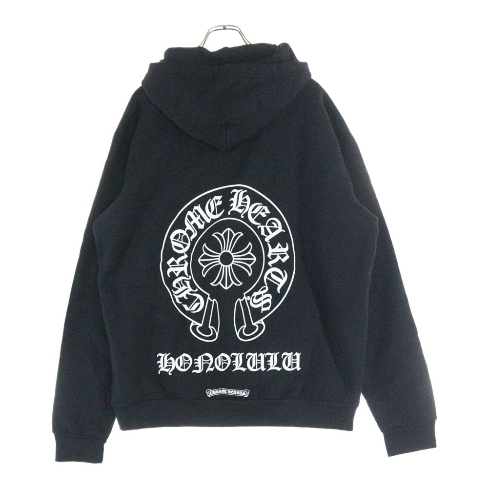 CHROME HEARTS(クロムハーツ) SWTSHRT HD PLVR LTD ホノルル限定バックホースシュープリント プルオーバーフーディ パーカー ブラック